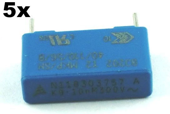 6 Stück MKP X2 Entstörkondensatoren 0,22uF / 220nF - 275VAC, 15mm Raster