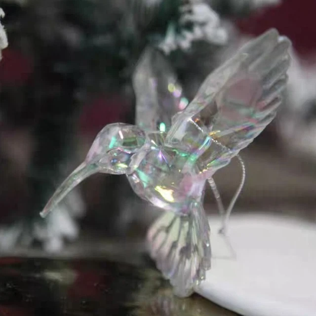 3Pcs Hummingbird Ornament Acrylic Iridescent Clear Hummingbird Pendants for