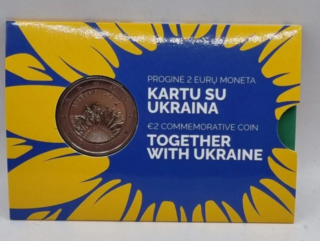 Lithuania 2023 Together with Ukraine 2 euro UNC coin in coin card