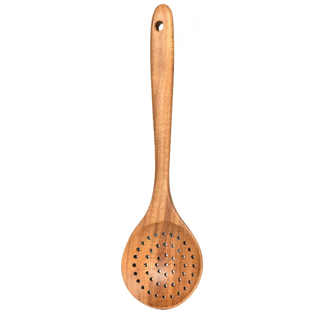 Skimmer Spoon Cookware Long Handle Wooden Frying Spatula Soup Spoon Multipurpose