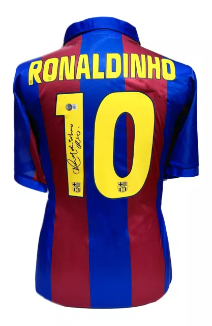 Ronaldinho Signed Barcelona Shirt See Proof + Coa Brazil