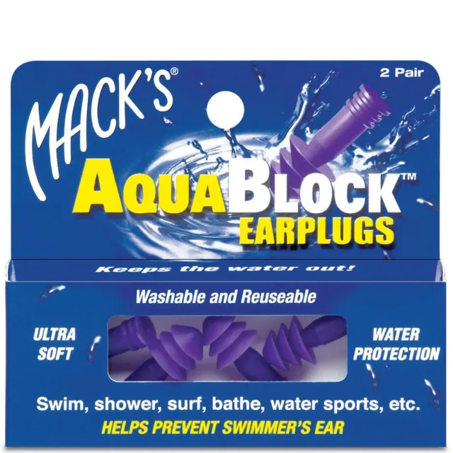 Macks AquaBlock Earplugs - Purple (2 pair)