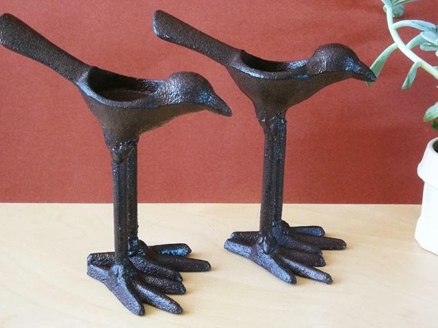Vintage Cast Iron Magpie Candle Holder Stand Candle Stick Decoration Home Decor