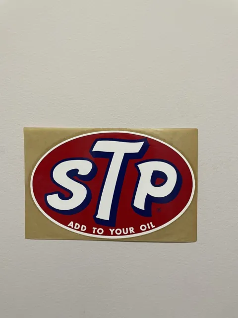 STP ADD TO YOUR OIL vintage WINDOW APPLICATION racing sticker decal