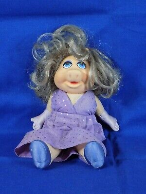 Vintage Miss Piggy Plush Doll Fisher Price Jim Henson's Muppets Purple Dress ‘80
