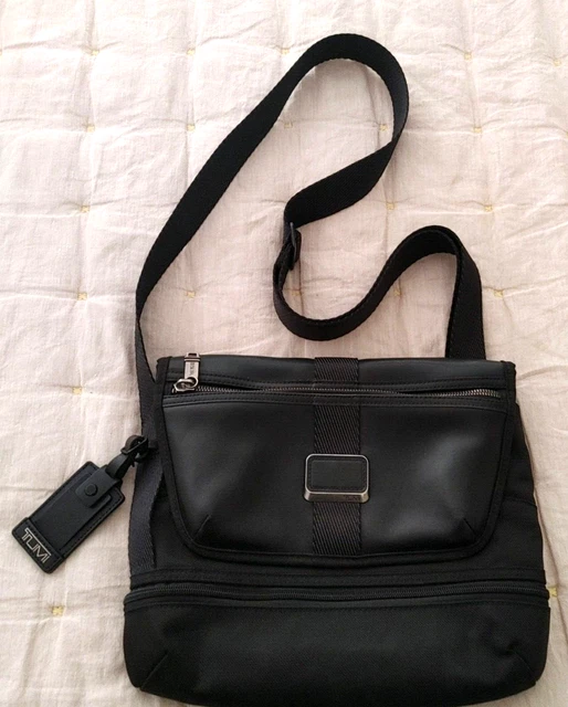 TUMI Alpha Bravo Travis Crossbody Messenger Bag in Black Leather and Nylon