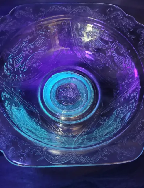 Vintage 'Glows' Indiana Glass Recollection Pedestal Center Bowl