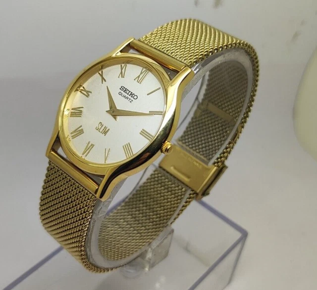 Montre Seiko Acier Inoxydable Plaqué Or - 17 Bijoux - Non Fonctionnelle - Occasion