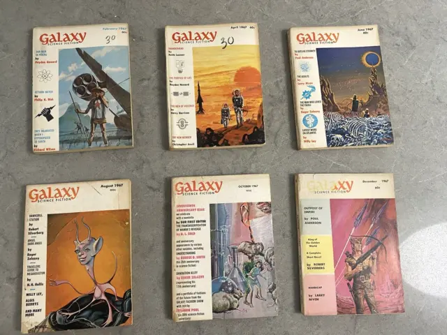 1967 Lot of Vintage Galaxy Science Fiction Pulp Fiction Magazines!