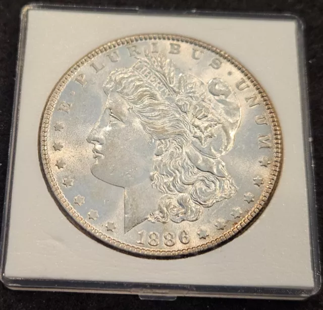 CH UNC 1886-P Philadelphia Mint $1 Morgan 90% Silver Dollar in Holder