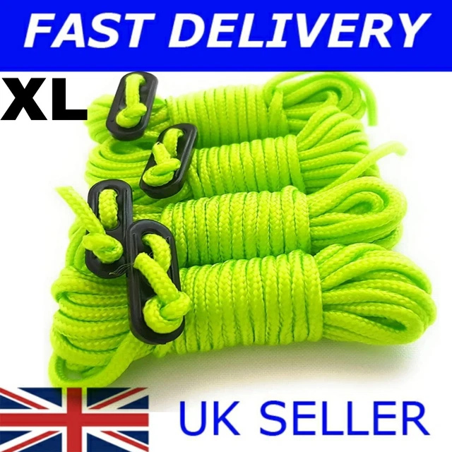 Long Rope Color:green X4 LONG 4M GREEN Guy Line Ropes 4 Metre Tent bright rope gazebo awning ...