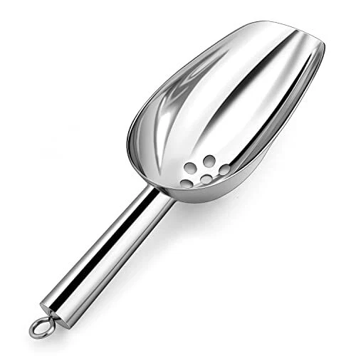8 Ounce Metal Ice Scoops HaWare Stainless Steel Food Scoops with Drain Holes