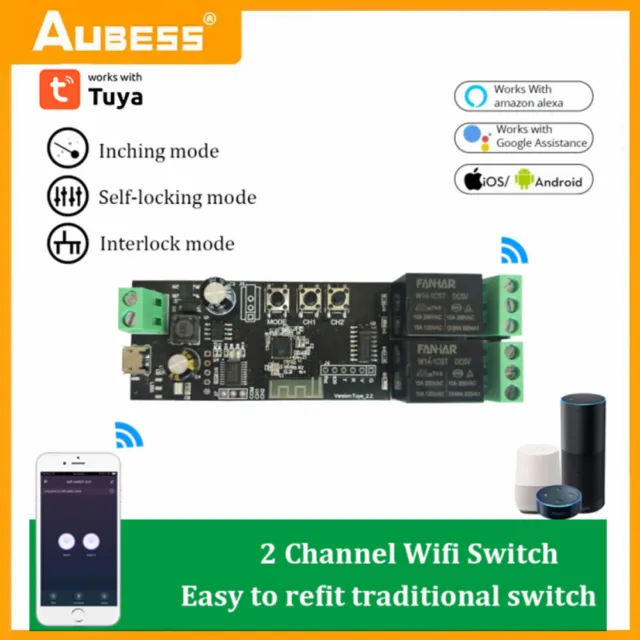 4CH Tuya Switch WiFi Switch Module Wireless Relay Smart Life APP Remote Control.