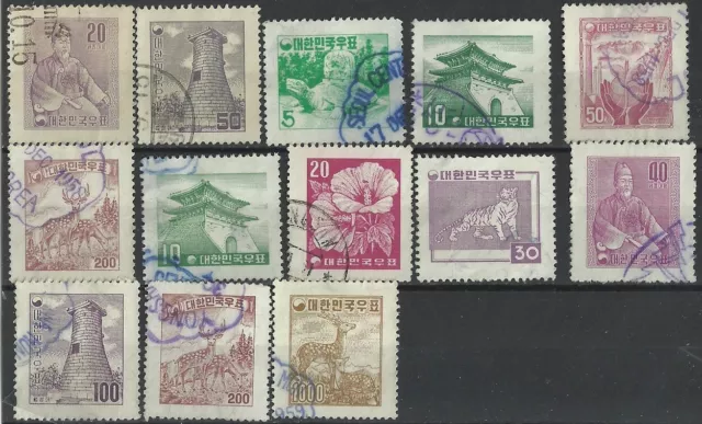 South Korea Stamps: 1956 -9 Definitives Lot. Used