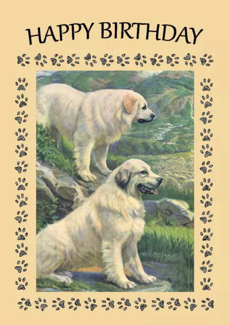 Pyrenean Mountain Dog Two Dogs Great Dog Birthday Greetings Note Card