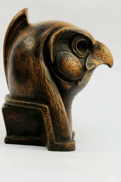 RARE EGYPTIAN Horus Falcon head with a sharp look - Handmade Brown Stone 2