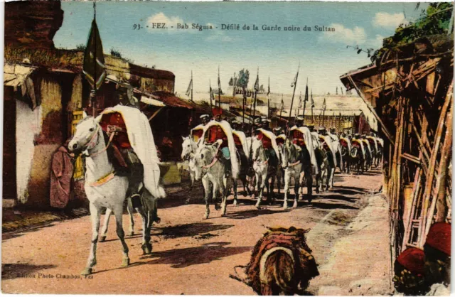 CPA AK MAROC FEZ Bab Segma - Defile de la Garde Noire du Sultan (1359698)