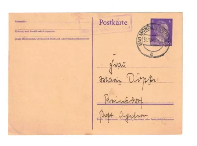 👍Unikat DR Postkarte Brief Marke D. R. 6 Pfg PK Sst 31.12.42 Bad Münder Mi 785