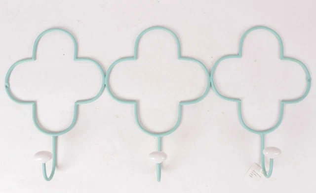 Pottery Barn Kids Decorator hook rack, aqua, moroccan tile, 25" wide x 12" tall
