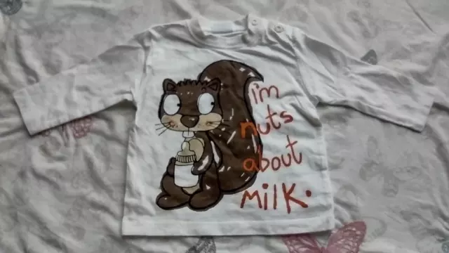 Top Cherokee a maniche lunghe bianco ""I'm Nuts About Milk"" 3-6 mesi