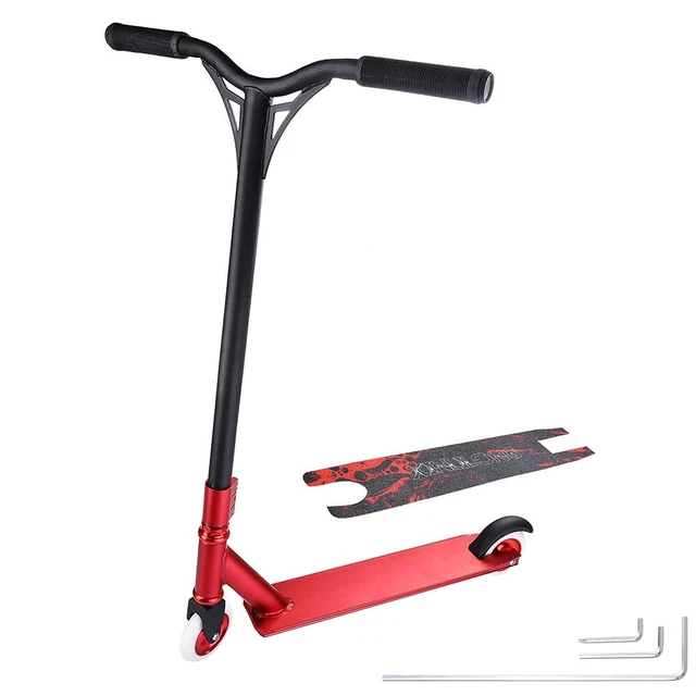 Pro Red Adult Kick Scooter Kit Aluminum Stunt Tricks Skatepark BMX Handlebar