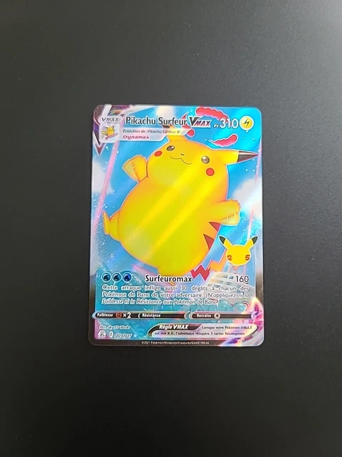 Pikachu Surfeur VMAX 009/025 - Ultraboost X Épée et Bouclier 7.5 Célébrations - 25 Ans - Coffret de 10 Cartes Pokémon Françaises
