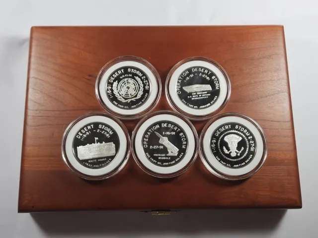 Operation Desert Storm Commanders - 5 1 oz Silver Coin Set in wood Box