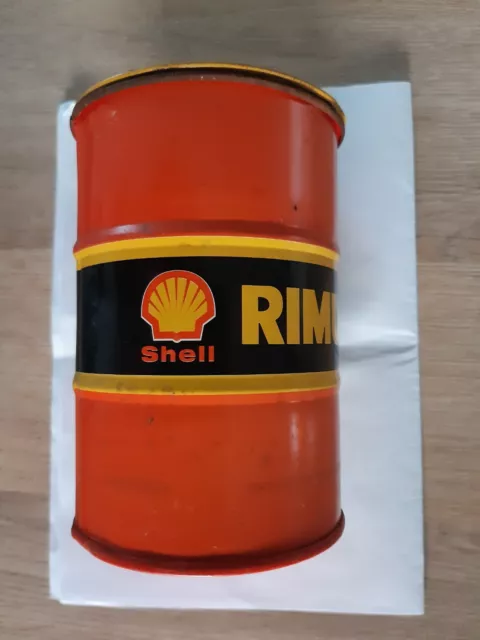 Ancien Petit Bidon Pot  A Graisse Huile Shell Rimula Diesel Engine Oil Auto