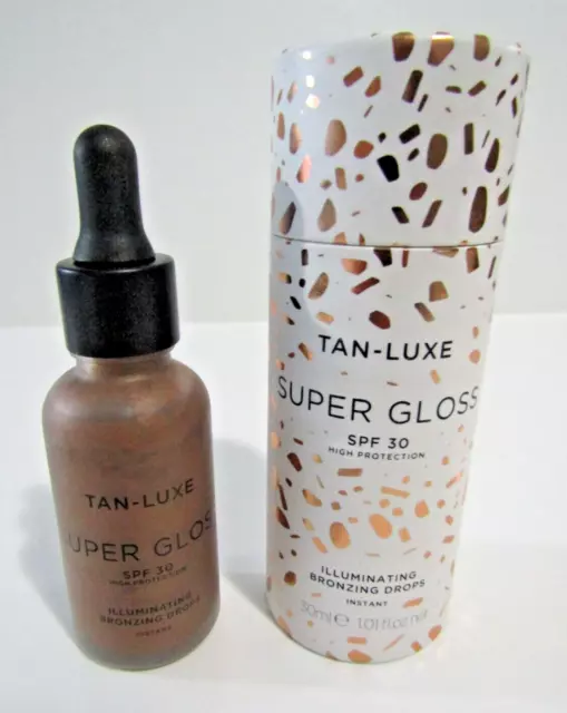 Tan Luxe Super Gloss Spf30 Illuminating Bronzing Drops Instant Brown Serum 30Ml