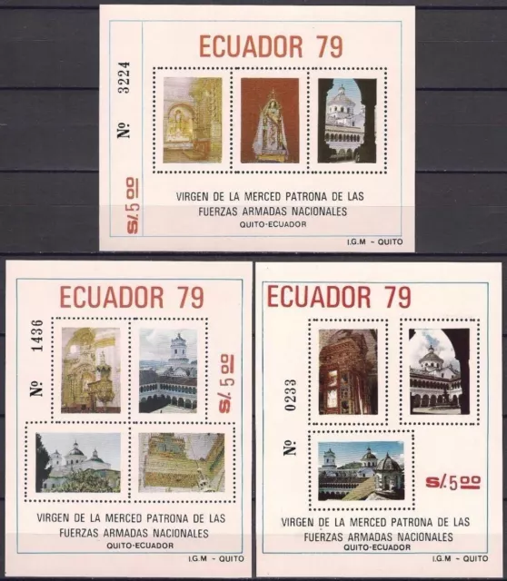 Ecuador 1980 Virgin La Merced Quito Chiesa Edificio Architettura Religione Mnh