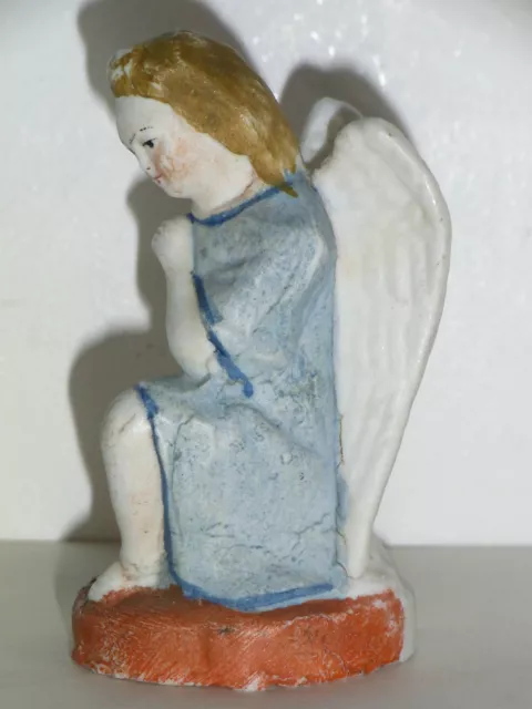 09B70 Antike -statue Ange Polychromie Bisquit Krippe Art Religion XVIII - XIX 2