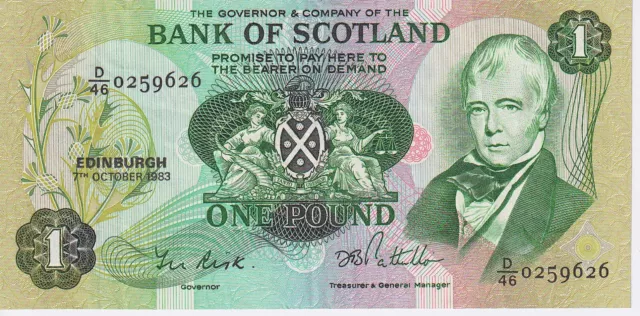 1983 United Kingdom Bank Of Scotland 1 Pound Banknote - P# 111f - VF - # 28436