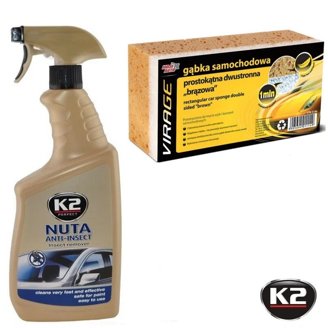 K2 Détachant pour Insectes 770 ML Insektenloeser + Éponge Nettoyage Entretien