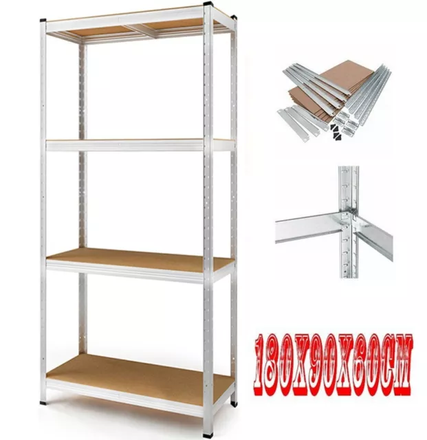 4 Tier(180cm x 90cm x 60cm) Heavy Duty Metal Galvanised Shelving Rack Unit MND