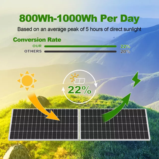 200Watt Mono Solar Panel 12V Battery Charging RV Home Off-Grid Boat Power Carava 3