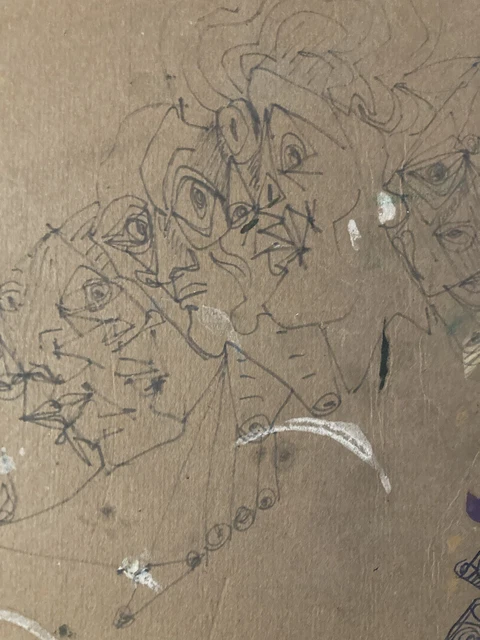 Très Beau Dessin Cubisme 1950 Visage Tête Portrait Cubiste Encre A Identifier