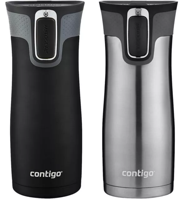Contigo AUTOSEAL West Loop Travel Mugs 16oz 2-Pack Matte Black & Stainless Steel