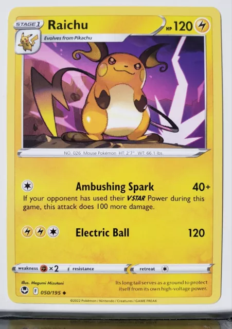 Raichu 050/195 - NM / M - Silver Tempest Pokemon Card - $2 Combined Shipping