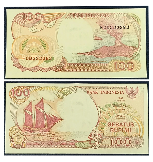 017. Indonesia 100 Rupiah 1992 Almost Solid S/N 222282 aUNC