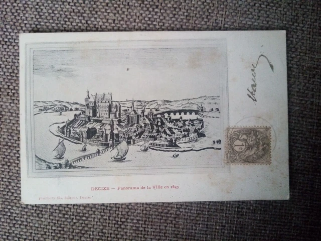 Cpa Decize Panorama De La Ville En 1640
