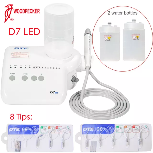 Woodpecker DTE D7 LED Dental Ultrasonic Piezo Scaler HD-7L Handpiece with 8 Tips 2