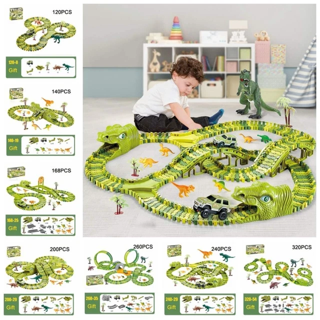 Bend Flexible Race Track Dinosaur Electric Rail Car   Children Gifts