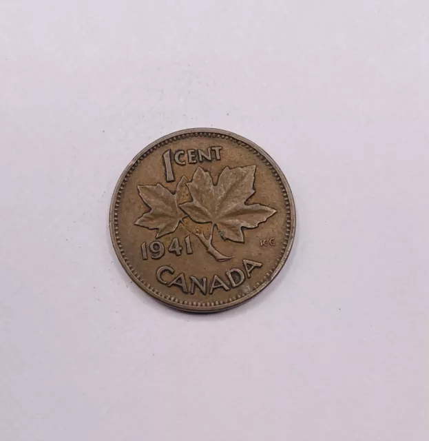 1941 Canada Penny 1C One Cent Coin - Maple Leaf - King George VI