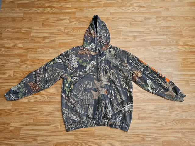 Carhartt Camo Mossy Oak Hoodie Sz 2XL Spellout Sleeve