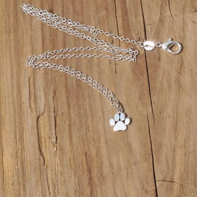 Sterling Silver Tiny Dog Cat Paw Print Charm Pendant Necklace Gift Box Pet Loss 3