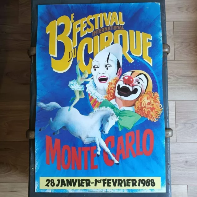 Authentique AFFICHE poster MONACO Festival CIRQUE MONTE CARLO 1988 60X40 vintage