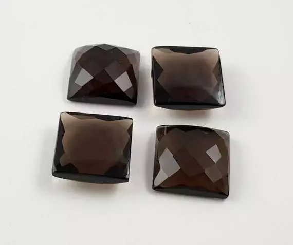 Natural Smokey quartz Square One SideChecker cut 5x5mm To 6x6mm Loose Gemstone