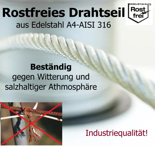100 Mètres Câble en Acier Inoxydable 1 MM 7x7 Inox A4 Balustrade de Traction 2