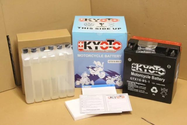 NEUF : Batterie pour MOTO en 12V / 14 Ah , KYOTO GTX16-BS-1 ,  livré avec acide