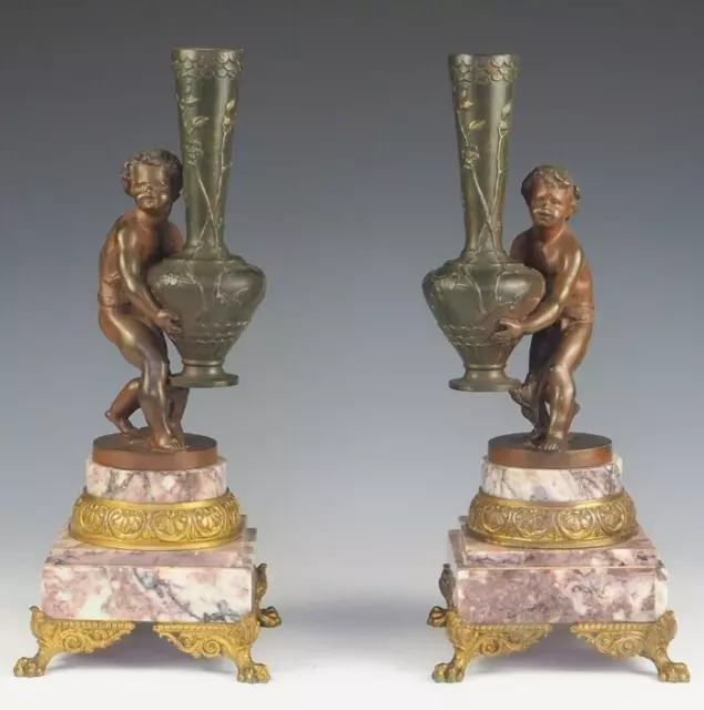 Pair of 19th Century French Cherubs  Putti  Flower Vases